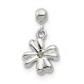 Mio Memento Sterling Silver Crystal Dangle Clover Charm, 13.9 x 7.6 mm