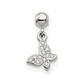 Mio Memento Sterling Silver CZ Dangle Butterfly Charm, 11.3 x 7.37 mm