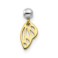 Mio Memento Sterling Silver Rhodium-plated Gold-tone Dangle Wing Charm, 12.2 x 6.1 mm