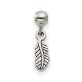Mio Memento Sterling Silver Dangle Feather Charm, 11.5 x 2.85 mm