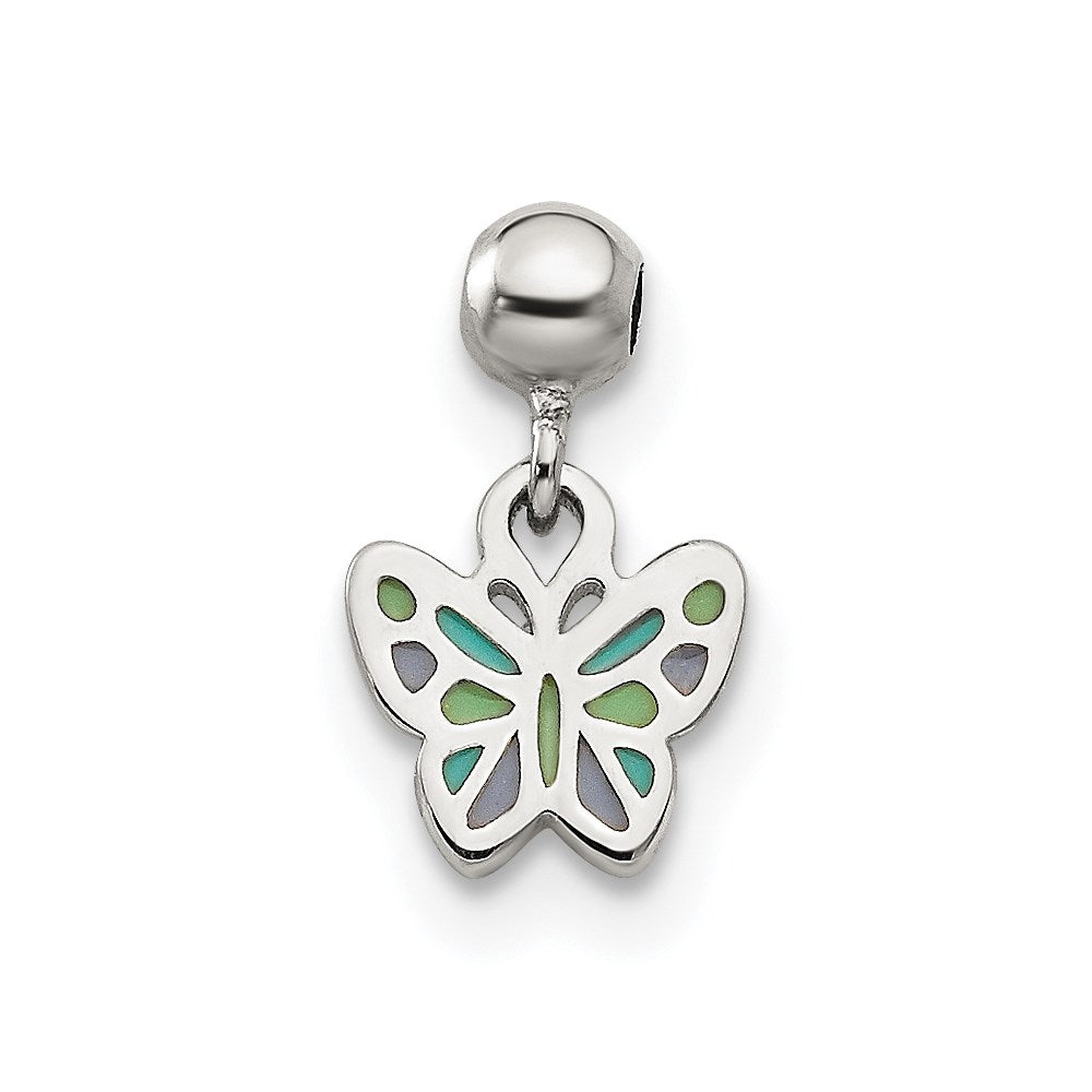 Mio Memento Sterling Silver Enamel Dangle Butterfly Charm, 9.5 x 6.27 mm