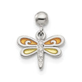 Mio Memento Sterling Silver Enamel CZ Dangle Dragonfly Charm, 12 x 9.9 mm