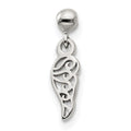 Mio Memento Sterling Silver Dangle Wing Charm, 14.4 x 3.63 mm