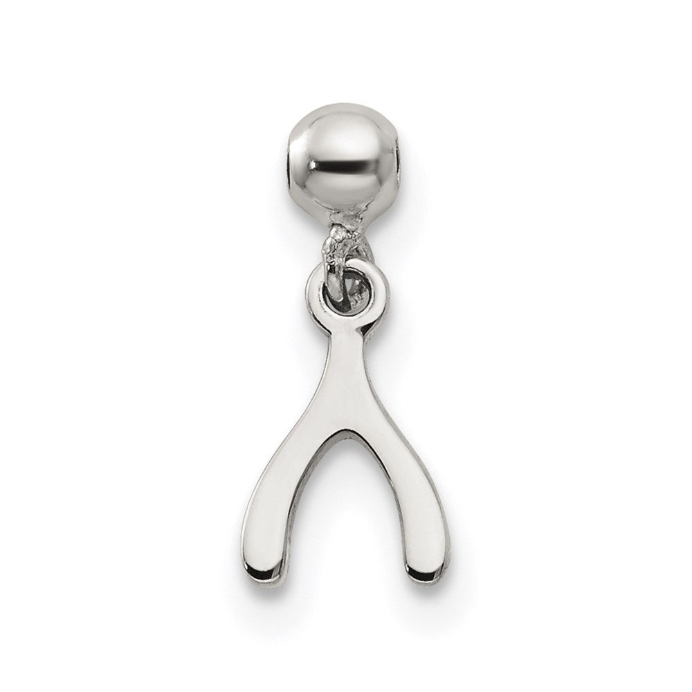 Mio Memento Sterling Silver Dangle Wish Bone Charm, 12.4 x 5.2 mm