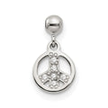 Mio Memento Sterling Silver CZ Dangle Peace Charm, 12.2 x 6.7 mm