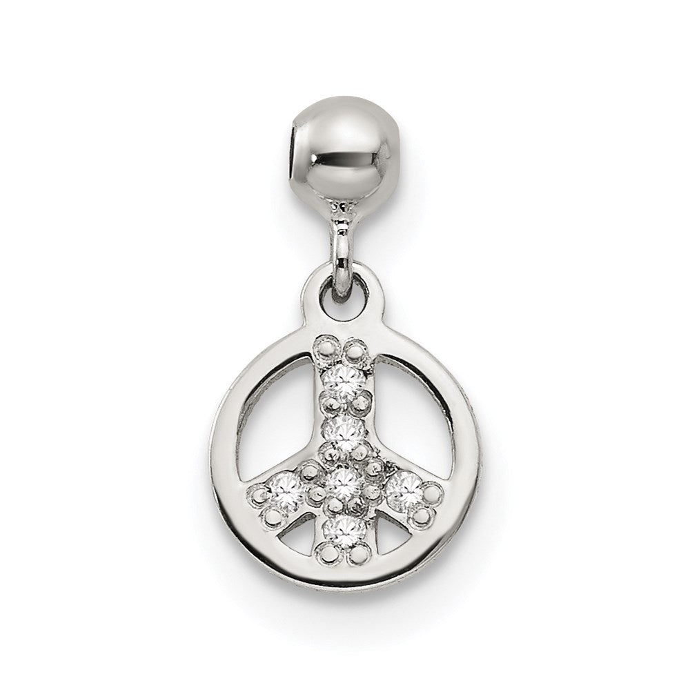 Mio Memento Sterling Silver CZ Dangle Peace Charm, 12.2 x 6.7 mm