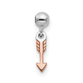 Mio Memento Sterling Silver Rhodium-plated Rose-tone Dangle Arrow Charm, 12.2 x 2.06 mm