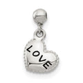 Mio Memento Sterling Silver Enamel Dangle Love Heart Charm, 13 x 7.6 mm