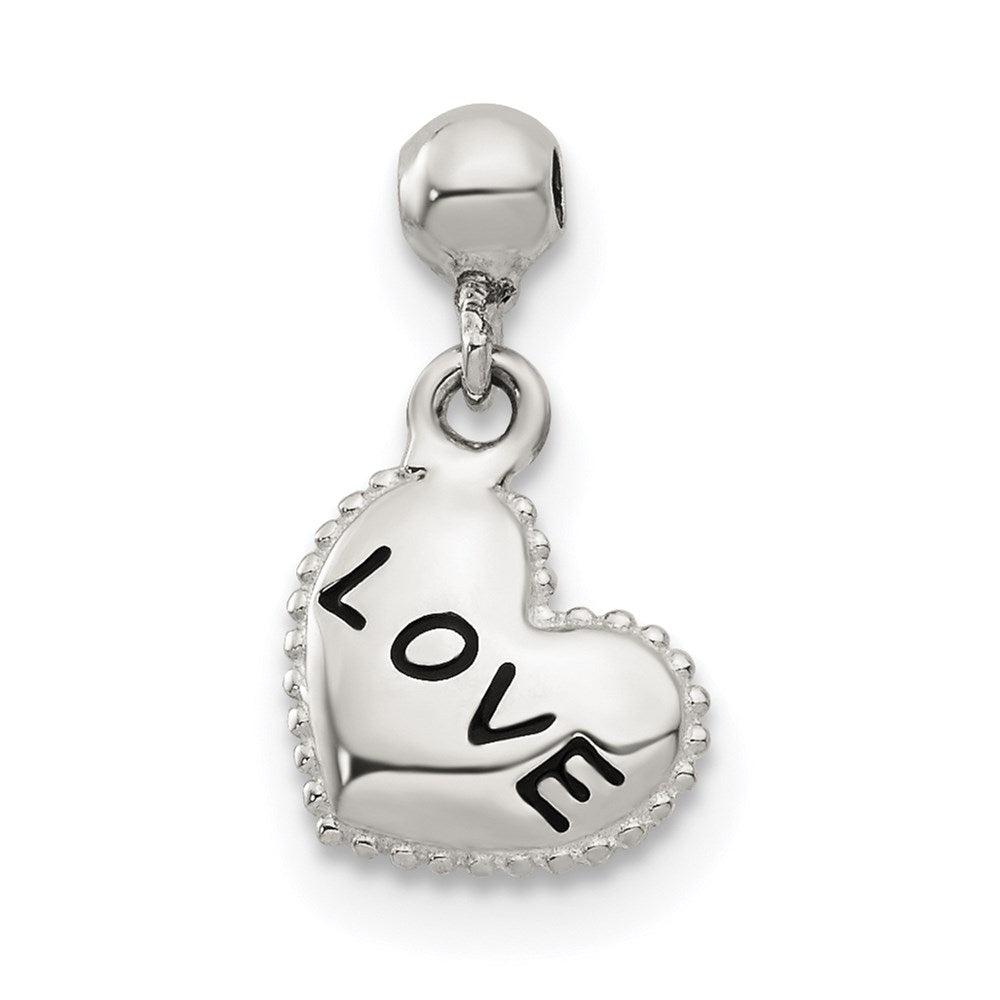 Mio Memento Sterling Silver Enamel Dangle Love Heart Charm, 13 x 7.6 mm