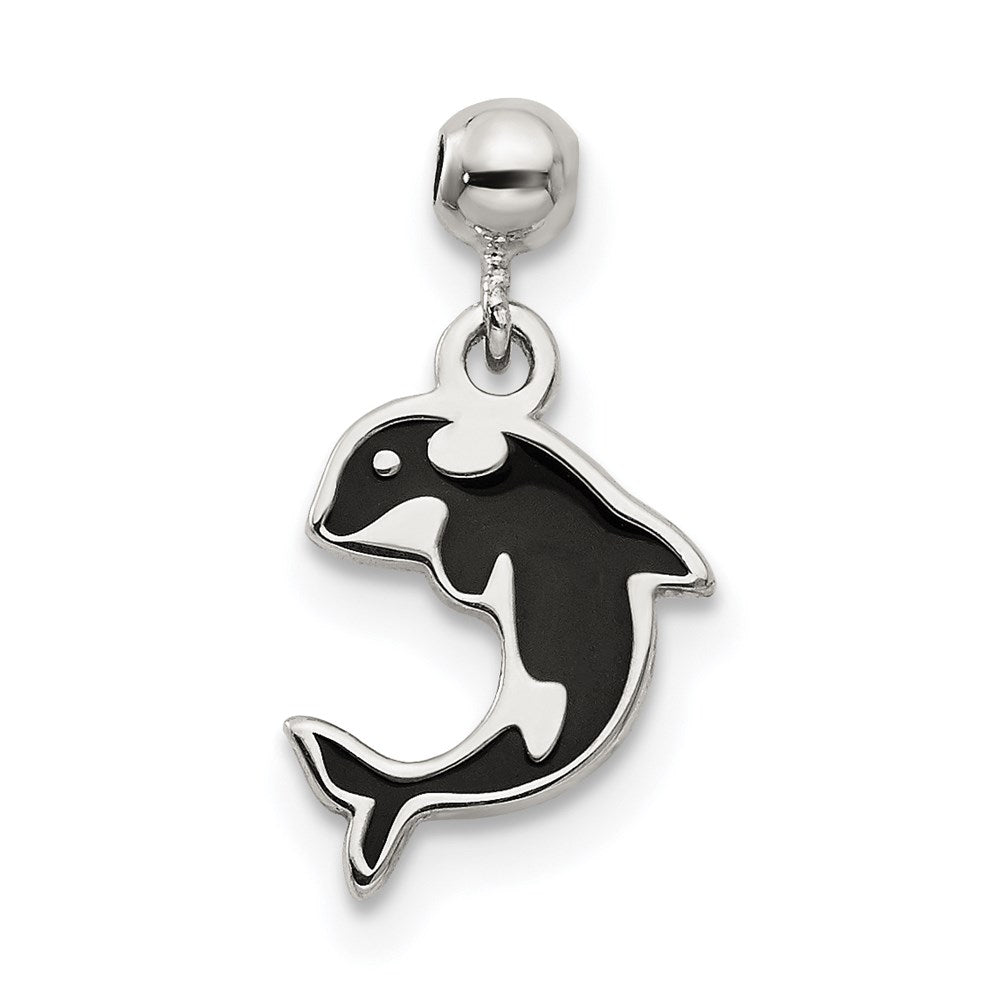 Mio Memento Sterling Silver Enamel Dangle Whale Charm, 15.8 x 8 mm