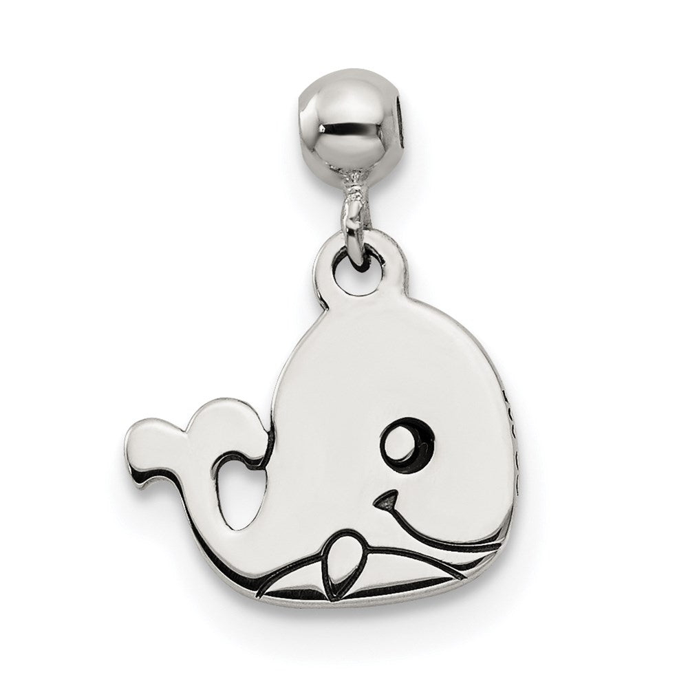 Mio Memento Sterling Silver Enamel Dangle Whale Charm, 13.7 x 10 mm