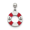 Mio Memento Sterling Silver Enamel Dangle Life Preserver Charm, 15.7 x 10 mm