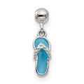 Mio Memento Sterling Silver Enamel Dangle Sandal Charm, 13.3 x 3.5 mm