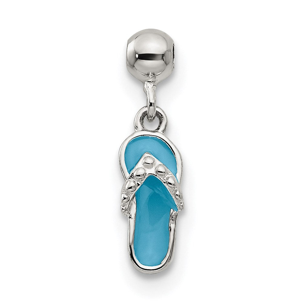 Mio Memento Sterling Silver Enamel Dangle Sandal Charm, 13.3 x 3.5 mm