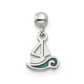 Mio Memento Sterling Silver Enamel Dangle Boat Charm, 11.7 x 6.72 mm