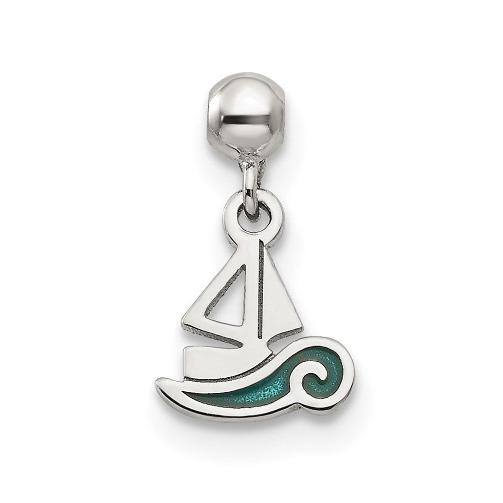 Mio Memento Sterling Silver Enamel Dangle Boat Charm, 11.7 x 6.72 mm