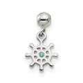 Mio Memento Sterling Silver Blue CZ Dangle Ship Charm, 11.8 x 6.68 mm