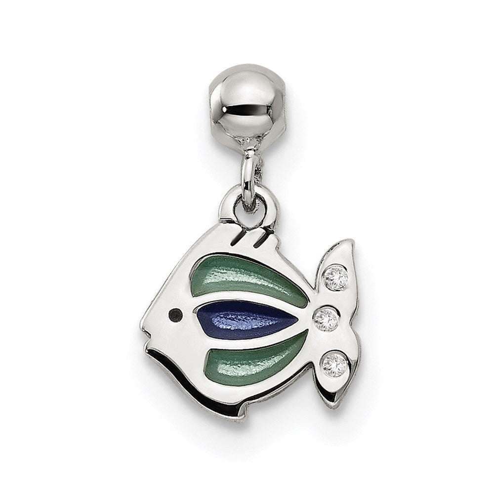 Mio Memento Sterling Silver Enamel Dangle Fish Charm, 12.2 x 7.25 mm