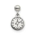 Mio Memento Sterling Silver Enamel CZ Dangle Compass Charm, 12.3 x 6.78 mm