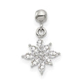 Mio Memento Sterling Silver CZ Dangle Star Charm, 14.5 x 8.9 mm