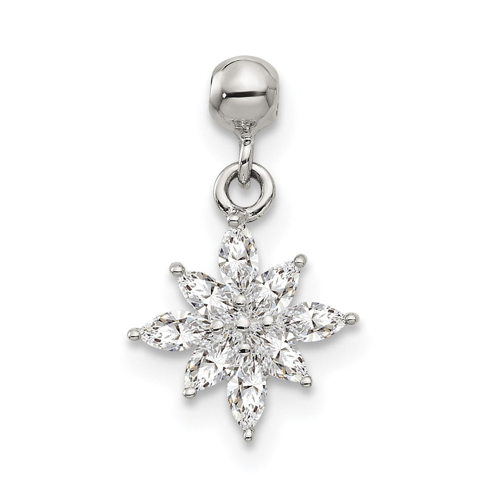Mio Memento Sterling Silver CZ Dangle Star Charm, 14.5 x 8.9 mm