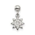 Mio Memento Sterling Silver CZ Dangle Star Charm, 11.7 x 6.6 mm