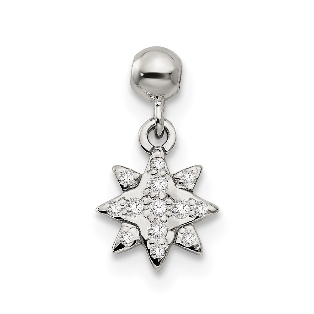 Mio Memento Sterling Silver CZ Dangle Star Charm, 11.7 x 6.6 mm