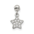 Mio Memento Sterling Silver CZ Dangle Star Charm, 11.1 x 6.5 mm