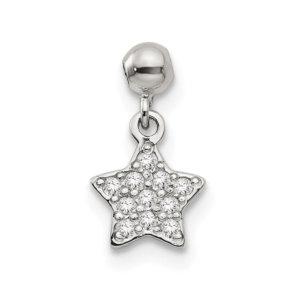 Mio Memento Sterling Silver CZ Dangle Star Charm, 11.1 x 6.5 mm