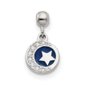 Mio Memento Sterling Silver Enamel CZ Dangle Moon and Star Charm, 12.1 x 6.7 mm
