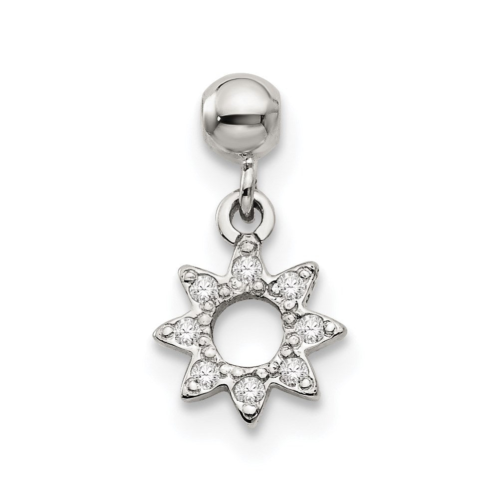 Mio Memento Sterling Silver CZ Dangle Star Charm, 12 x 6.65 mm