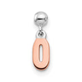Mio Memento Sterling Silver Rhodium-plated Rose-tone Dangle Number 0 Charm, 12 x 3.53 mm