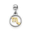 Mio Memento Sterling Silver Rhodium-plated Gold-tone Dangle Scorpio Charm, 12.1 x 6.7 mm