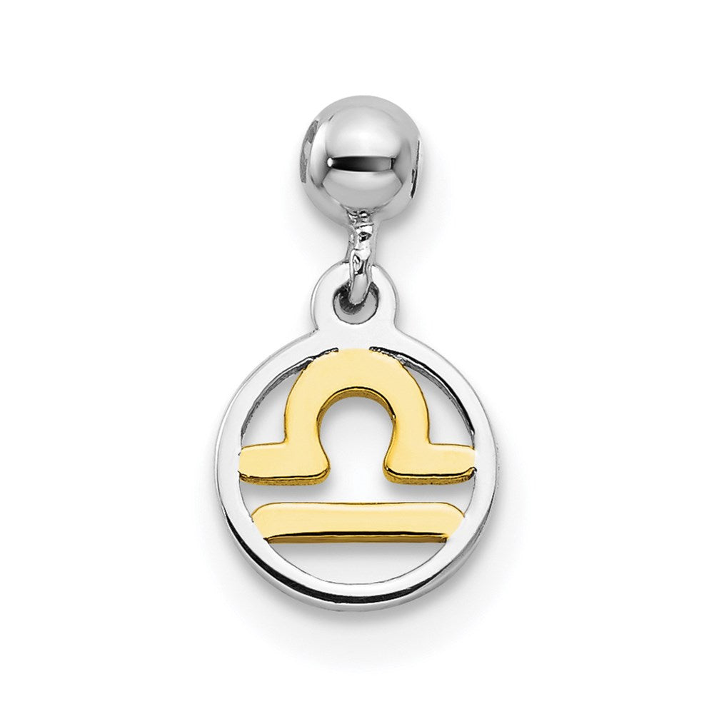 Mio Memento Sterling Silver Rhodium-plated Gold-tone Dangle Libra Charm, 12.1 x 6.7 mm