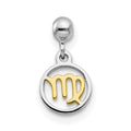 Mio Memento Sterling Silver Rhodium-plated Gold-tone Dangle Virgo Charm, 12.1 x 6.7 mm