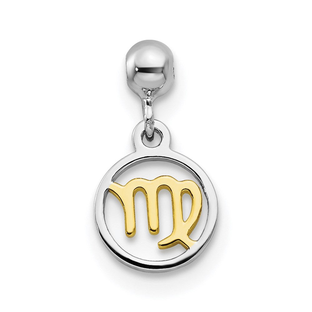 Mio Memento Sterling Silver Rhodium-plated Gold-tone Dangle Virgo Charm, 12.1 x 6.7 mm