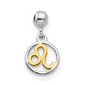 Mio Memento Sterling Silver Rhodium-plated Gold-tone Dangle Leo Charm, 12.1 x 6.7 mm