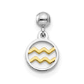 Mio Memento Sterling Silver Rhodium-plated Gold-tone Dangle Aquarius Charm, 12.1 x 6.7 mm