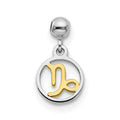 Mio Memento Sterling Silver Rhodium-plated Gold-tone Capricorn Charm, 12.1 x 6.7 mm
