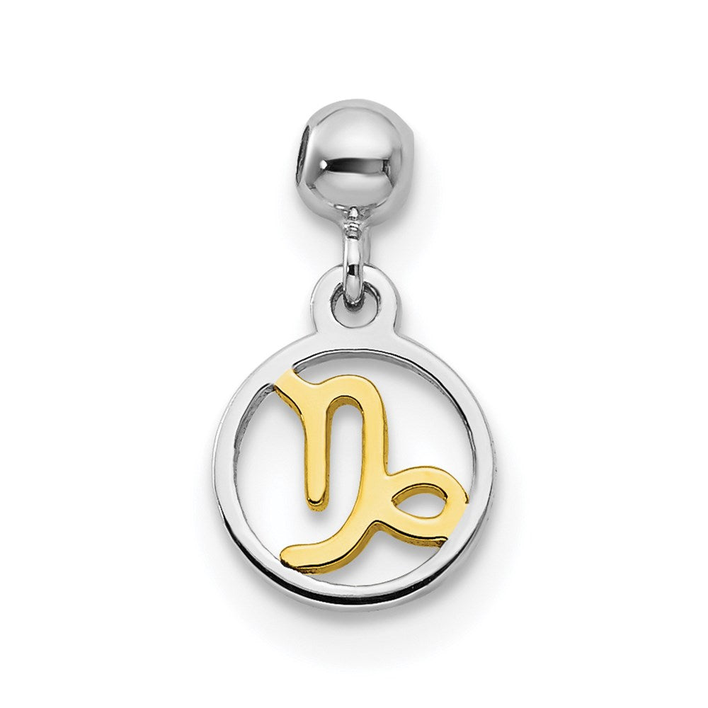 Mio Memento Sterling Silver Rhodium-plated Gold-tone Capricorn Charm, 12.1 x 6.7 mm