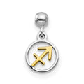 Mio Memento Sterling Silver Rhodium-plated Gold-tone Sagittarius Charm, 12.1 x 6.7 mm