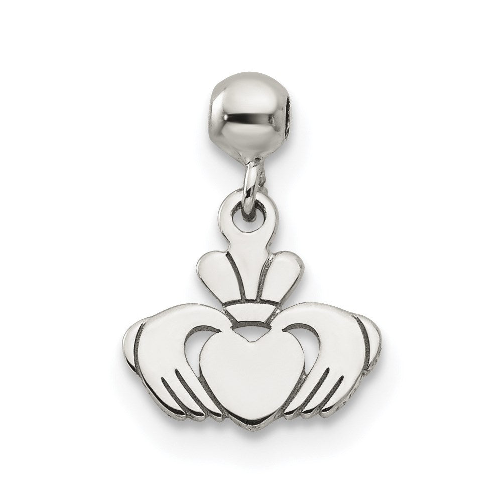 Mio Memento Sterling Silver Dangle Claddagh Charm, 12.3 x 8.77 mm
