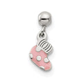 Mio Memento Sterling Silver Pink Enamel Dangle Baby Sock Charm, 12.1 x 5.5 mm