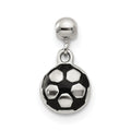 Mio Memento Sterling Silver Enamel Dangle Soccer Ball Charm, 12.6 x 6.65 mm