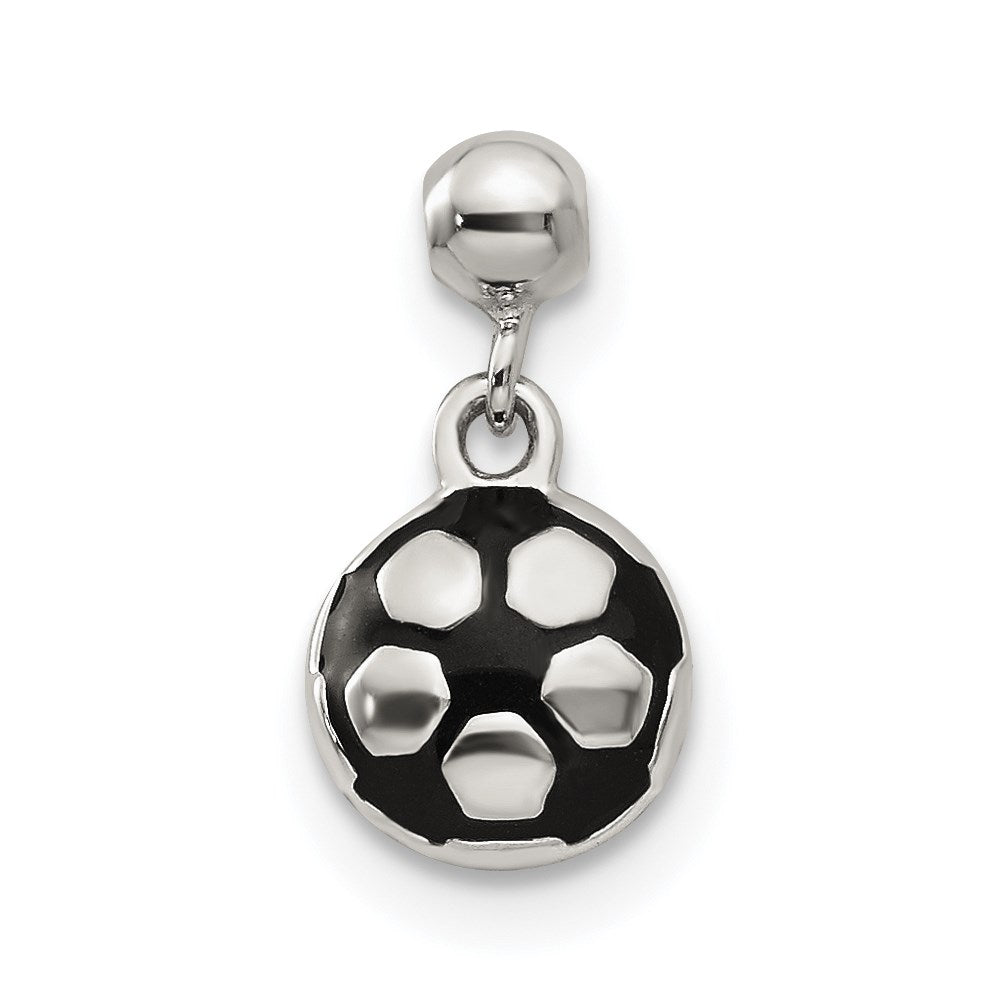 Mio Memento Sterling Silver Enamel Dangle Soccer Ball Charm, 12.6 x 6.65 mm