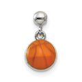 Mio Memento Sterling Silver Enamel Dangle Basket Ball Charm, 12.4 x 6.5 mm