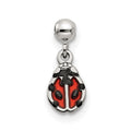 Mio Memento Sterling Silver Enamel Dangle Ladybug Charm, 12 x 5.13 mm