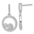 Sterling Silver & CZ Brilliant Embers Circles Dangle Post Earrings, 25.3 x 15 mm