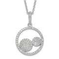 Sterling Silver & CZ Brilliant Embers Circles w/ 2in ext Necklace, 20 x 17.75 mm