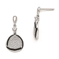 Sterling Silver & CZ True Fire Triangle Dangle Post Earrings, 26 x 13 mm